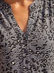 Roman Grey Animal Print Stretch Blouse - Image 4 of 4