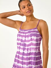 Roman Purple Tie Dye Print Tiered Dress - Image 4 of 5