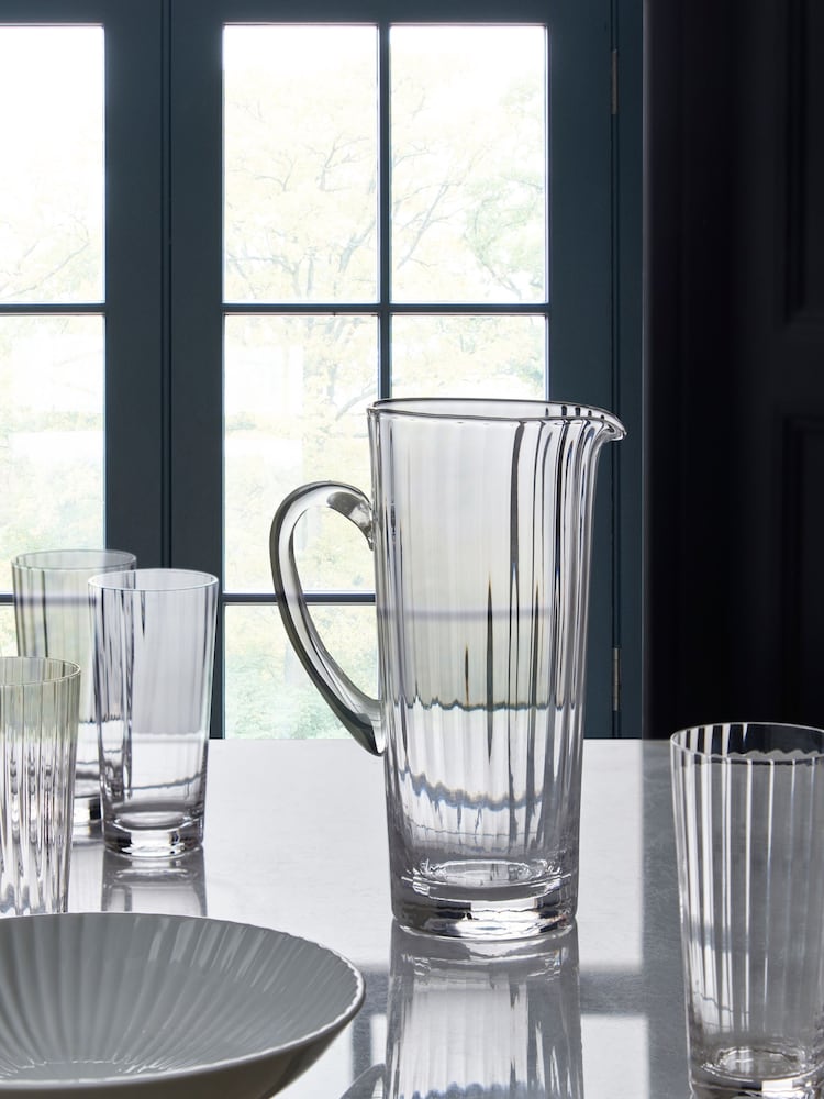 Jasper Conran London Clear Fluted Glass Jug - Image 1 of 2