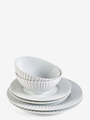 Jasper Conran London White Fluted 12 Piece Dinner Set - Image 1 of 4
