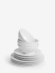 Jasper Conran London White Fluted 12 Piece Dinner Set - Image 4 of 4