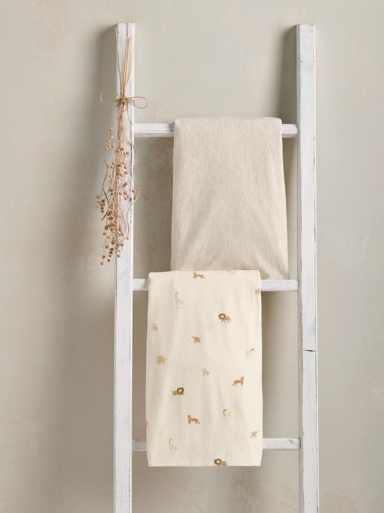 Mamas & Papas x Laura Ashley 2 Pack Safari 100% Cotton Gingham Fitted Cot Bed Sheets - Image 1 of 3