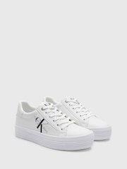 Calvin Klein White Graz Monogram Flatform Trainers - Image 1 of 7