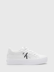 Calvin Klein White Graz Monogram Flatform Trainers - Image 2 of 7