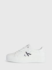 Calvin Klein White Graz Monogram Flatform Trainers - Image 3 of 7
