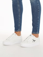Calvin Klein White Graz Monogram Flatform Trainers - Image 7 of 7