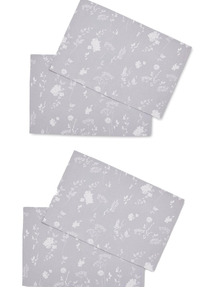 Catherine Lansfield 4 Pack Grey Meadowsweet Floral Wipeable 100% Cotton Placemats - Image 3 of 3 Catherine Lansfield 4 Pack Grey Meadowsweet Floral Wipeable 100% Cotton Placemats - Image 3 of 3
