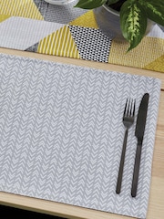 Catherine Lansfield 4 Pack Yellow Larsson Geo Wipeable 100% Cotton Placemats - Image 2 of 4