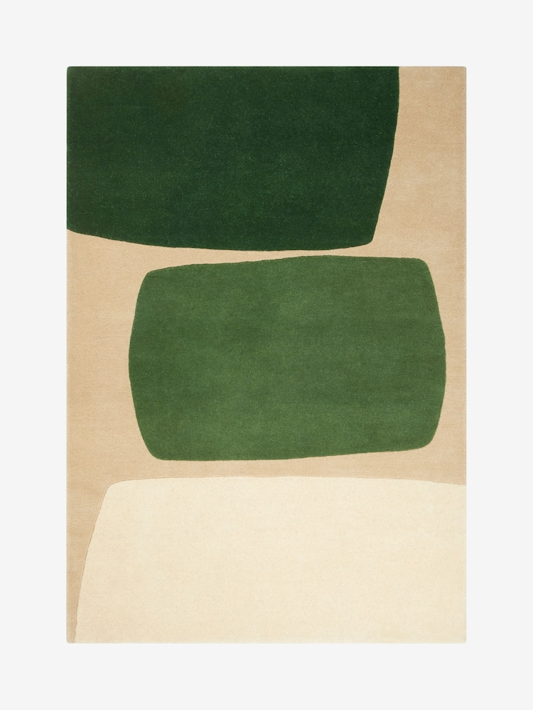 Jasper Conran London Green Colourblock Wool Rug - Image 4 of 4