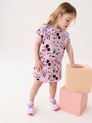 Pink Disney Mickey Mouse & Friends T-Shirt and Cycle Shorts Set (3mths-7yrs) - Image 2 of 7
