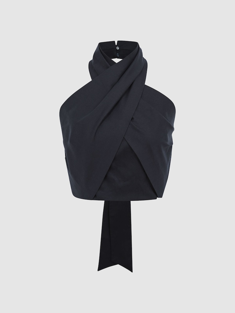 Reiss Navy Alanis Halter Occasion Top - Image 2 of 7