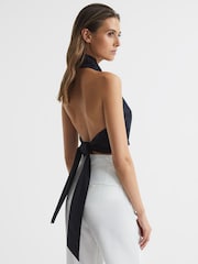 Reiss Navy Alanis Halter Occasion Top - Image 5 of 7