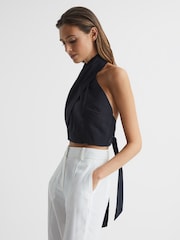 Reiss Navy Alanis Halter Occasion Top - Image 6 of 7