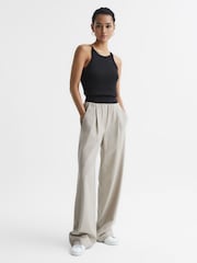 Reiss Black Louisa Crew Neck Ribbed Cami Vest Top - Image 3 of 7