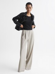 Reiss Black Louisa Crew Neck Ribbed Cami Vest Top - Image 6 of 7