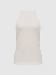 Reiss White Zoe Crew Neck Ribbed Racer Vest Top - Image 2 of 6