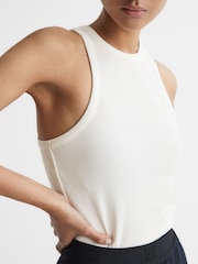 Reiss White Zoe Crew Neck Ribbed Racer Vest Top - Image 4 of 6