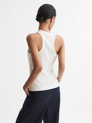 Reiss White Zoe Crew Neck Ribbed Racer Vest Top - Image 5 of 6