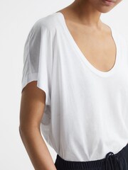 Reiss White Caia Scoop Neck Pima Cotton T-Shirt - Image 4 of 6