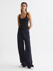 Reiss Black Arla Scoop Neck Second Skin Vest Top - Image 3 of 6