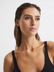 Reiss Black Arla Scoop Neck Second Skin Vest Top - Image 4 of 6