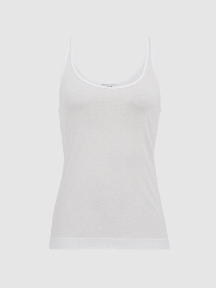 Reiss White Arla Scoop Neck Second Skin Vest Top - Image 2 of 6 Reiss White Arla Scoop Neck Second Skin Vest Top - Image 2 of 6