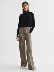 Reiss Taupe Clemmie Premium Wide Leg Wool Trousers - Image 3 of 7