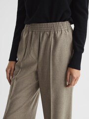 Reiss Taupe Clemmie Premium Wide Leg Wool Trousers - Image 4 of 7