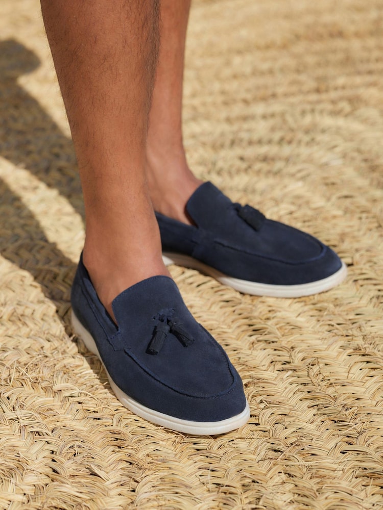 Marineblau/blau - Loafers aus Wildleder mit Quasten - Bild 1 von 6 Marineblau/blau - Loafers aus Wildleder mit Quasten - Bild 1 von 6