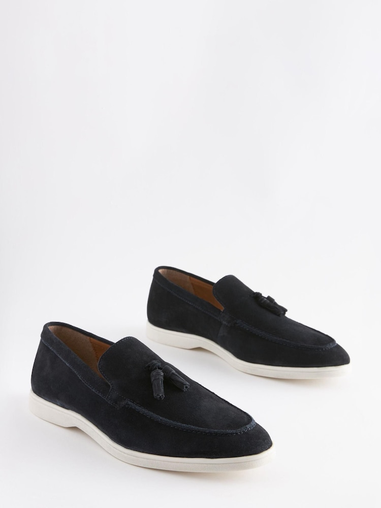 Marineblau/blau - Loafers aus Wildleder mit Quasten - Bild 2 von 6