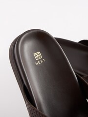 Brown Embossed Leather Flip Flops - Image 7 of 7