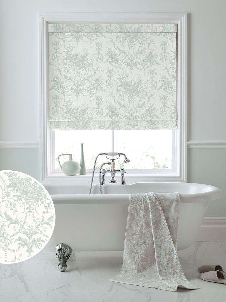 Laura Ashley Duck Egg 100% Cotton Tuileries Made To Measure Roman Blinds - Image 1 of 6