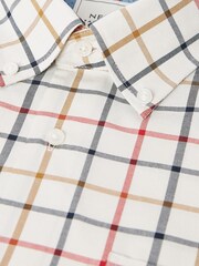 Cream/Neutral Check Regular Fit Short Sleeve Easy Iron Button Down Oxford Shirt - Image 3 of 9