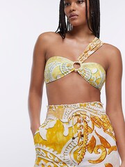 River Island Yellow Shirred Border Shorts - Image 3 of 5