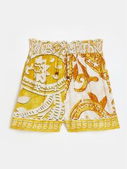River Island Yellow Shirred Border Shorts - Image 5 of 5