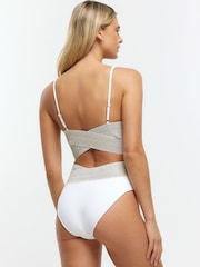 River Island White Plunge Wrap Elastic Bikini Top - Image 2 of 3