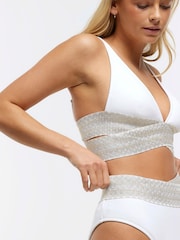 River Island White Plunge Wrap Elastic Bikini Top - Image 3 of 3