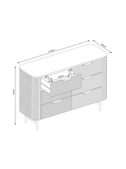 Light Grey Valencia Marble and Mango Wood 6 Drawer Chest of Drawers - Image 5 of 10