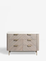 Light Grey Valencia Marble and Mango Wood 6 Drawer Chest of Drawers - Image 8 of 10