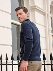 Blau - Pure Collection Kaschmir-Pullover mit Viertelreißverschluss - Bild 2 von 4