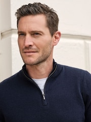 Blau - Pure Collection Kaschmir-Pullover mit Viertelreißverschluss - Bild 3 von 4