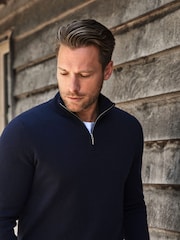 Pure Cashmere Half Zip Neck Jumper - Image 5 of 7