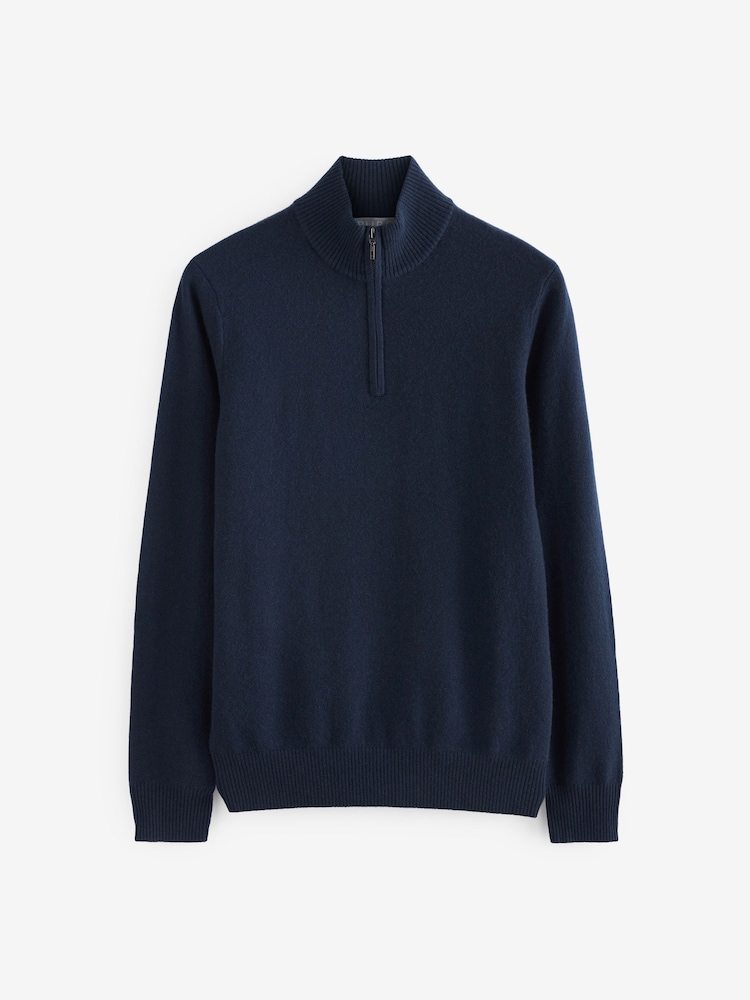 Pure Cashmere Half Zip Neck Jumper - Image 7 of 7