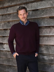 Lila - Pure Collection 100% Kaschmir V-Ausschnitt Pullover - Bild 1 von 4