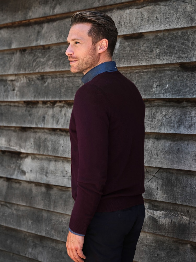 Lila - Pure Collection 100% Kaschmir V-Ausschnitt Pullover - Bild 2 von 4