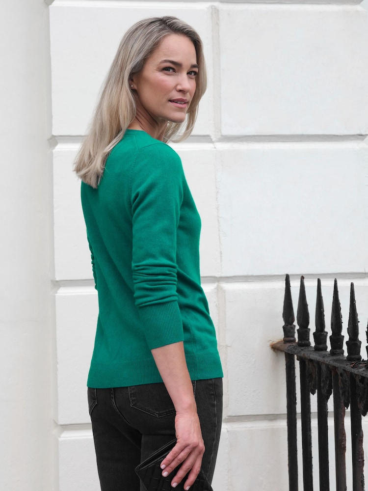 Grün - Pure Collection Kaschmirpullover mit Rundhalsausschnitt - Bild 2 von 3