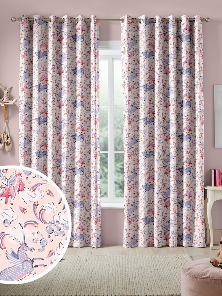 Cath Kidston Pink Kids Unicorn Made To Measure Curtains - Image 1 of 9