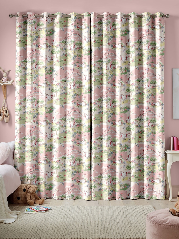 Cath Kidston Pink Kids Magical Scenic Made To Measure 100% Cotton Curtains - Image 2 of 9