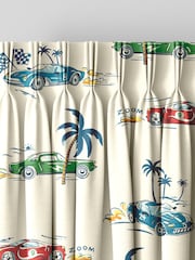 Cath Kidston Cream Kids Fast Cars Made To Measure 100% Cotton Curtains - Image 5 of 9