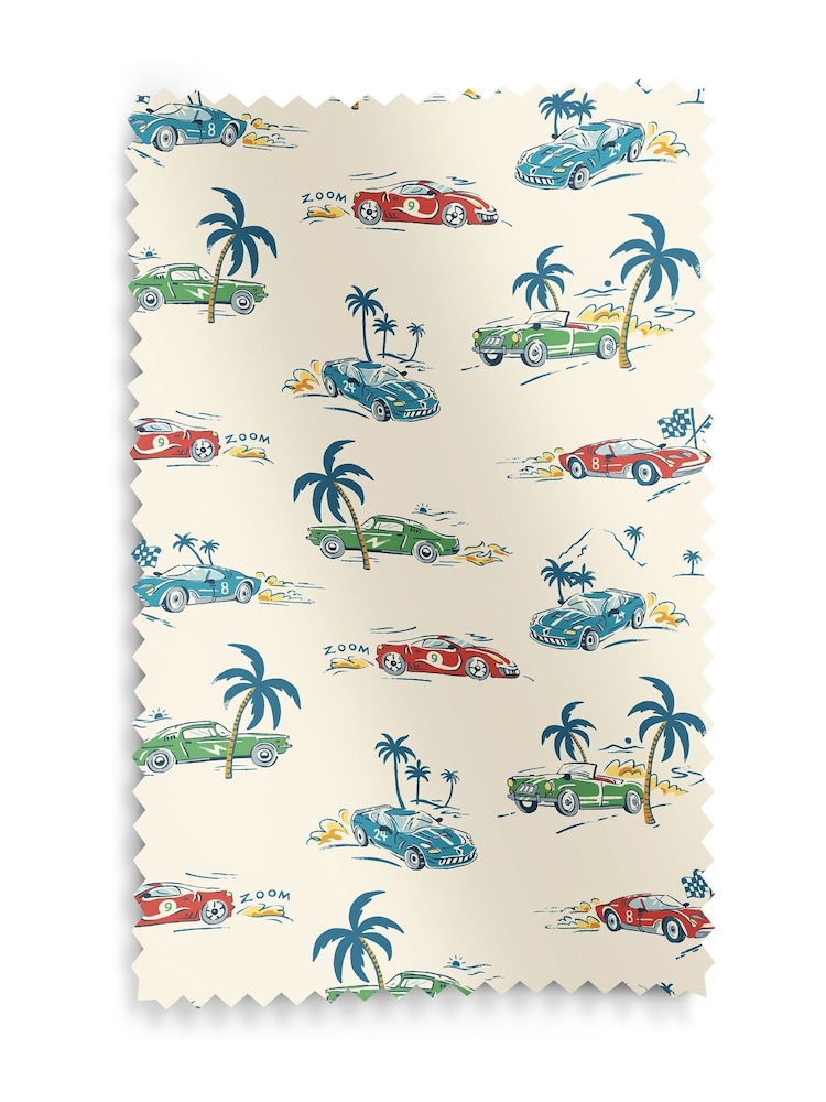 Cath Kidston Cream Kids Fast Cars Made To Measure 100% Cotton Curtains - Image 9 of 9